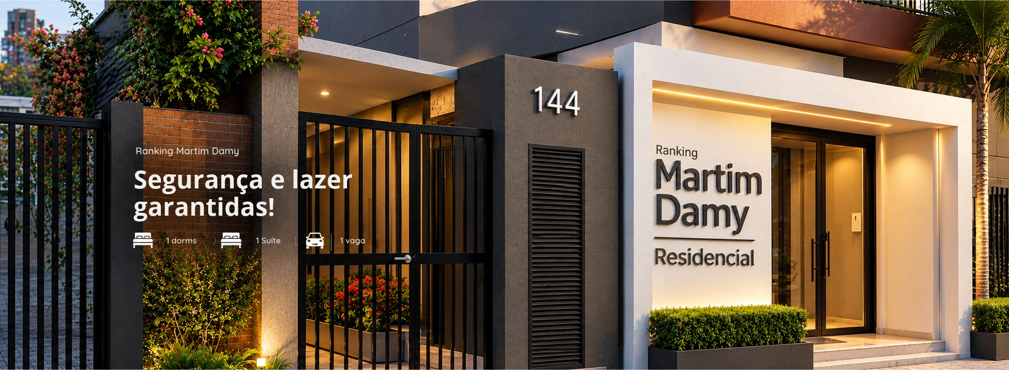 Entrada Residencial Martim Damy Iluminada